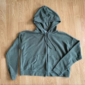 Cropped Green Old Navy Zip Up Hoody Sweatshirt Size Medium